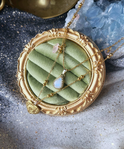 Collier labradorite blanche double rang acier inoxydable