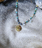 Collier lune et sodalite , acier inoxydable