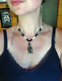 Collier talisman Obsidienne dorée & phases lunaires 🌙