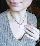 Collier lune et sodalite , acier inoxydable