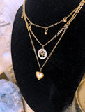 Collier triple rangs doré en acier inoxydable – Arbre de vie & cœur