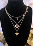 Collier triple rangs doré en acier inoxydable – Arbre de vie & cœur