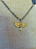 Collier aigle Améthyste & cristal de roche