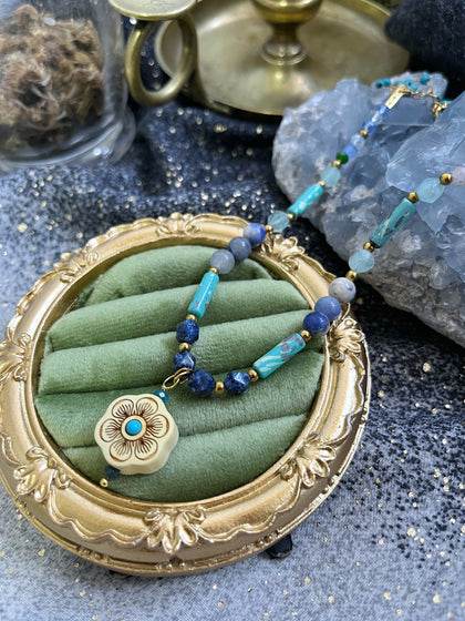 Collier L’ame Turquoise perle en bois acier inoxydable