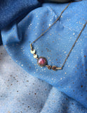 Collier phase lunaire labradorite en laiton et acier inoxydable – Bijou artisanal fait main