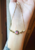 Collier phase lunaire labradorite en laiton et acier inoxydable – Bijou artisanal fait main