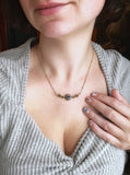 Collier phase lunaire labradorite en laiton et acier inoxydable – Bijou artisanal fait main