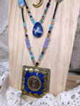 Collier triple rang sodalite et angelite