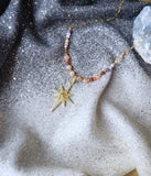 Collier Étoile et pierre de lune  , acier inoxydable