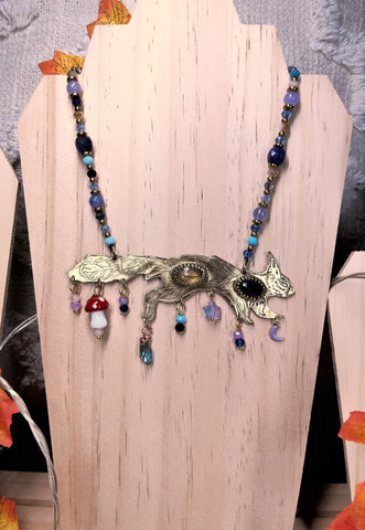 Collier écureuil bondissant améthyste et citrine