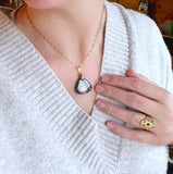 Pendentif en Labradorite naturelle – Acier inoxydable doré