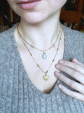 Collier labradorite blanche double rang acier inoxydable