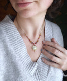 Collier étoile en acier inoxydable – Perles en verre & quartz coloré – Fait main