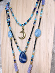 Collier triple rang sodalite et angelite