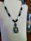 Collier talisman Obsidienne dorée & phases lunaires 🌙