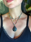 Collier double rang Pierre de lune & Jaspe Gabbro ✨