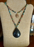 Collier double rang Pierre de lune & Jaspe Gabbro ✨