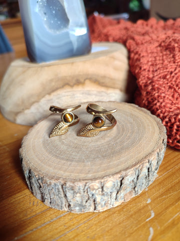 Bague oeil de tigre  laiton artisanat indien