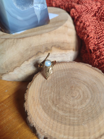 Bague labradorite blanche laiton artisanat indien